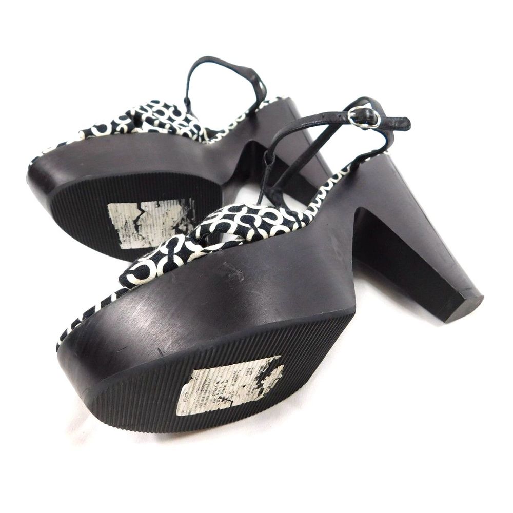 Coach Janeen Wooden Platform Heels Monogram Logo Sandals SZ 10B - Picture 7 of 10